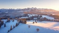 Winter nature aerial view. Sunrise in Tatra mountains, Poland. Beautiful mountain nature in morning sunlight Royalty Free Stock Photo