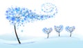 Winter Nature Background with stylized trees representing season