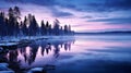 Magical Blue Hour: A Dreamy Evening In Saariselka Royalty Free Stock Photo