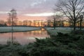 Sunset wintertime netherlands snow