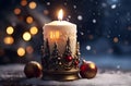 Winter New Year Christmas Lighting Candle with snow