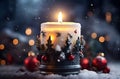 Winter New Year Christmas Lighting Candle with snow