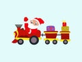 Winter New Year Christmas Santa Claus in train with gifts eps10 Royalty Free Stock Photo