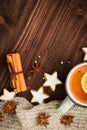 Winter and New Year theme. Christmas tea with spices