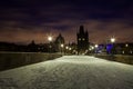 Winter night at Charles bridge, Prague Royalty Free Stock Photo