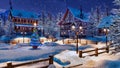 Winter night before Christmas in mountain village