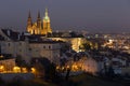 Winter night colorful Prague City with gothic Castle, Czech Republic Royalty Free Stock Photo