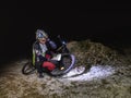 Winter night extreme bike racer control navigation and map Royalty Free Stock Photo