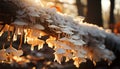 Winter night glowing ice crystal illuminates frozen nature beauty generated by AI Royalty Free Stock Photo