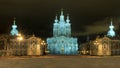 Winter night illuminated view of St-Petersburg.