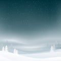 Winter night landscape background with snowfall and trees. Fir tree forest with fog. New Year and Christmas background. Royalty Free Stock Photo