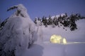 Winter night landscape with a snow igloo Royalty Free Stock Photo