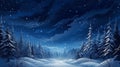 winter night landscape. snowy forest and fir branches