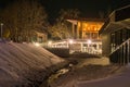 Winter night photography restaurant