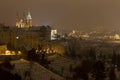 Winter night Prague City with gothic Castle, Czech Republic Royalty Free Stock Photo