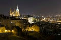 Winter night colorful Prague City with gothic Castle, Czech Republic Royalty Free Stock Photo