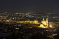 Winter night Prague City with St. Nicholas` Cathedral, Czech Republic Royalty Free Stock Photo