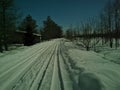 winter night in the Russian village of Otturitsy Royalty Free Stock Photo