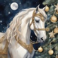 Winter Night\'s Grace: Christmas Horse and Celestial Beauty