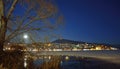 Winter night scenery with full moon