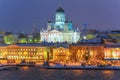 Winter night scenery of Helsinki, Finland