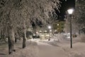 Winter night at Stadsparken in LuleÃÂ¥ Royalty Free Stock Photo