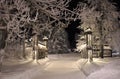 Winter night at Stadsparken in LuleÃÂ¥ Royalty Free Stock Photo