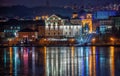 Winter night in Ternopil, Ukraine