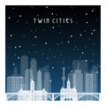 Winter night in Twin cities. Royalty Free Stock Photo