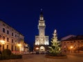 Winter night view, on the cathedra in Bielsko-Biala Royalty Free Stock Photo
