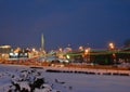 Winter night view cityscape Minsk Belarus