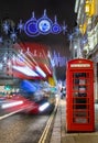 Winter nightscene in London on a decorated highstreet for christmas