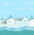 Winter north pole arctic with igloo