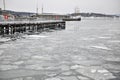 winter Norway Oslo snow frozen sea cold before christmas Royalty Free Stock Photo