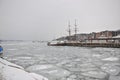 winter Norway Oslo snow frozen sea cold before christmas Royalty Free Stock Photo
