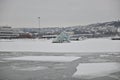 winter Norway Oslo snow frozen sea cold before christmas Royalty Free Stock Photo