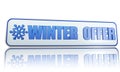 Winter offer white banner with snowflake symbol