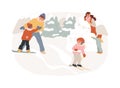 Winter outdoor fun isolated concept vector illustration.