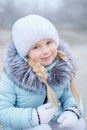 Winter outdoor little girl portrait Royalty Free Stock Photo