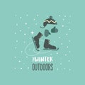 Winter outdoors sport activity cute vector icon