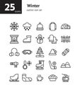 Winter outline icon set.