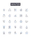 Winter line icons collection. Frost, Coldness, Bitterness, Chill, Sleet, Freezing, Iciness vector and linear