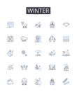 Winter line icons collection. Frost, Coldness, Bitterness, Chill, Sleet, Freezing, Iciness vector and linear