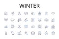 Winter line icons collection. Frost, Coldness, Bitterness, Chill, Sleet, Freezing, Iciness vector and linear