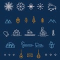 Winter outline icons. Design elements for your christmas design.