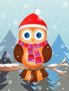Winter Owl Vector Illustration Royalty Free Stock Photo