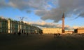 Winter Palace and Alexander Column in St. Petersburg city Royalty Free Stock Photo