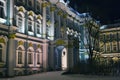 Winter Palace facade in winter night Royalty Free Stock Photo