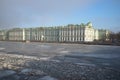 Winter Palace over the frozen Neva river on a March day. Saint Petersburg, Russia Royalty Free Stock Photo