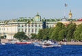 Winter palace State Hermitage museum and Neva river in summer, Saint Petersburg, Russia Royalty Free Stock Photo